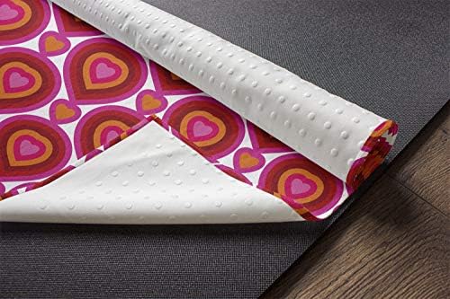 Ambesonne Hearts Yoga Mat крпи, шарена графичка плочка со срца во форми на капки Ден на вinesубените, не-лизгање на пот-абсорбента
