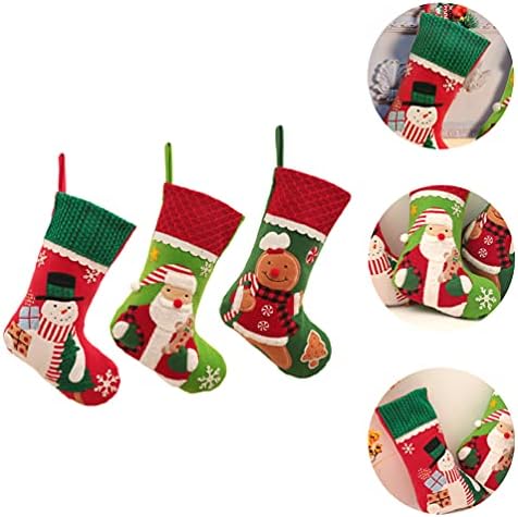 БЕСТОЈАРД Дедо Мраз Декор 3 ПАРЧИЊА Божиќни Чорапи Чанти Од Цртани Филмови Чорапи Дизајнирани Висечки Кеси Торбичка За Чување Бонбони Божиќни