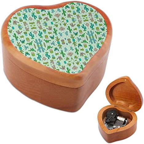 Нане кактус пошумени музички кутии гроздобер врежана срцева музичка кутија подарок за Божиќ роденден на годишнината од в Valentубените
