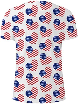Имосрх маички кошули печатени маици со обична тркалезна независност на вратот Ден на патриотски кошули маички кратки, s-2xl