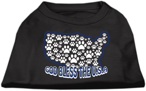 Производи за миленичиња Мираж 12-инчи Бог благослови кошули за печатење на екран во САД за домашни миленици, средно, црно