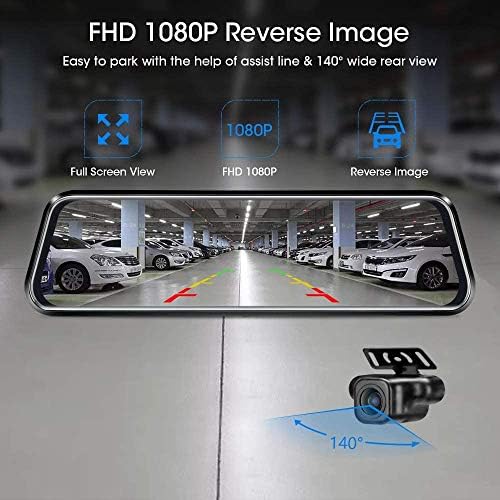 10 '' огледало Dash Cam Night Vision 1080p FHD FHD Full Touch екран на допир пред и заден преглед резервна камера за автомобили за снимање на