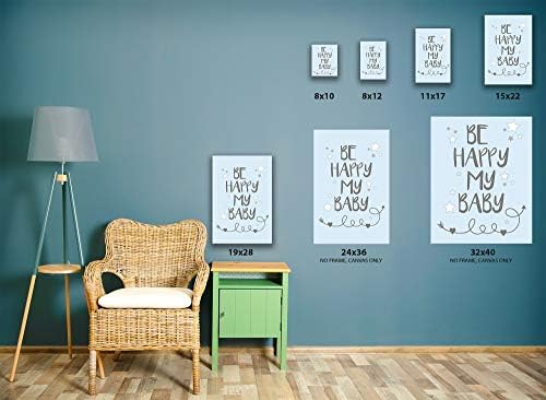 Расадник соба платно wallидна уметност биди среќна за декорацијата за домашни куќи со отпечатоци 24 x 36 без рамка