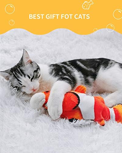 Играчки за мачки за мачки, електрични движења реални играчки со рибини играчки, кадифен интерактивни играчки за мачки - играчка со риби за мачки