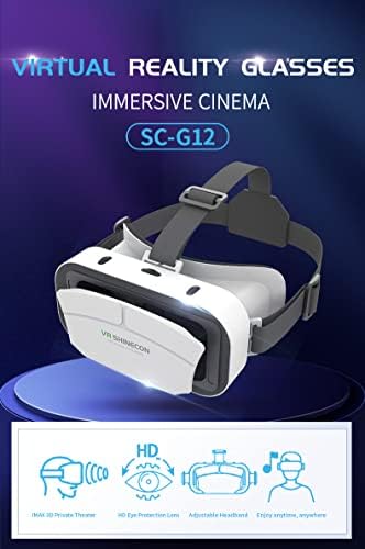 HHAMZONE VR 3d Очила, Премиум Виртуелна Реалност Дигитални 3D Шлем, 7 Инчи Екран Bluetooth Компатибилен со iOS /Андроид Систем,