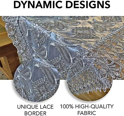 Продавница Lc Греј Фарма Маса Тркач 72 Инчи Долго За Јадење Paisley Doilies Извезени Бохо Стил Полиестер Соба Декор Кујна Рустикален Чипка