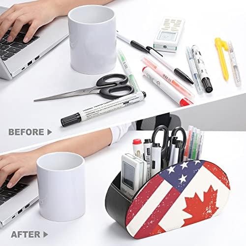Ретро Америка Канада знаме за далечински управувач на држач за пенкало ПУ кожа далечински кади декоративно биро за складирање