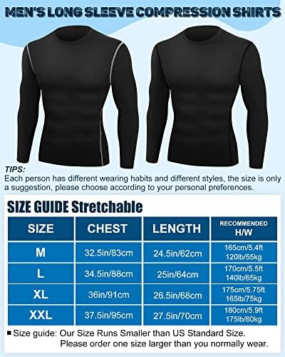 Кошули за атлетски компресии на хикарер 6 пакуваат суви атлетски тренинзи што трчаат кошули со долг ракав врвни спортски кошули