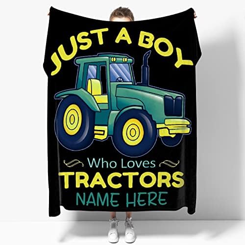 Вајреогини трактори обичајно ќебе за момче-само момче кое сака трактори персонализирани фланели за подароци фрлаат ќебе за постелнина