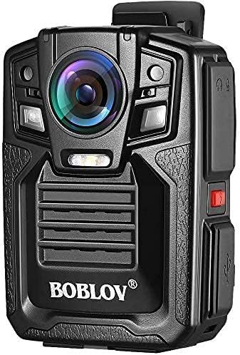 BOBLOV HD66/D7 128GB/64 GB Полициска камера за тело, 2K 1440p водоотпорна полициска камера со аудио, 2 батерии и приклучок за полнење и станица