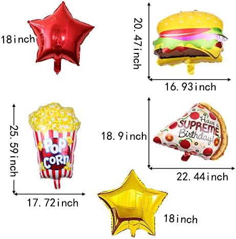 СЈАЈНА ЗАБАВА 5 ПАРЧИЊА Џиновска Пица за Хамбургер Помфрит Храна Милар Балони За Деца Роденден Туш За Бебиња Украси За Забави Црвен Хан-БАО-пи