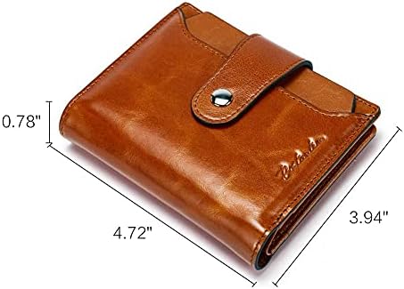 Бостатен кожен месинџер торба за мажи и жени и жени кожен паричник РФИД блокирајќи мал патент за џеб на џеб од бифолд