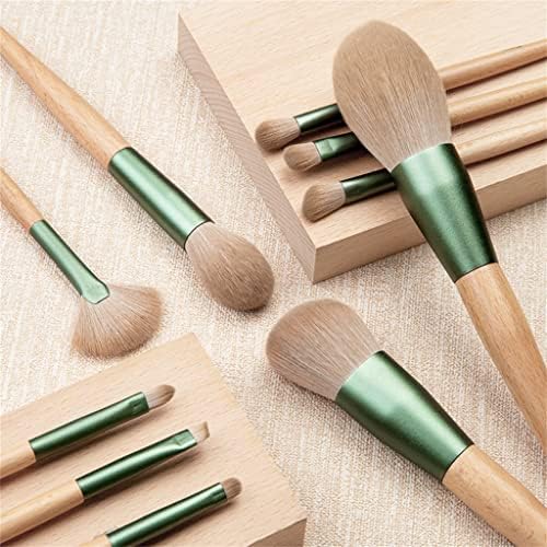 Wionc мека коса 10 зелена ротквица четка за шминка поставена руменило лабава прашкаста алатка за убавина за четка за очи (боја: а, големина