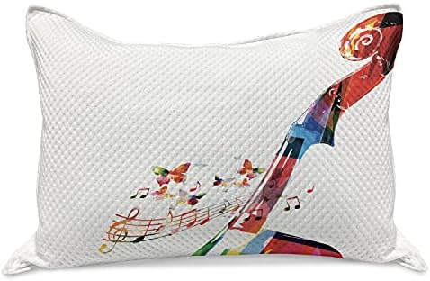 Амбезон виолончело плетена ватенка перница, креативен апстрактна весела дизајн на Pegbox со пеперутки и музички белешки, стандардна обвивка
