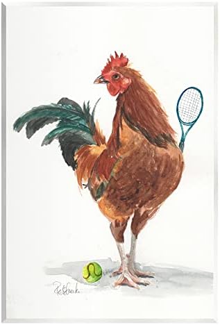 Ступел Индустрии Пилешко Кокошка Играње Тенис Атлетска Фарма Животинско Дрво Ѕид Уметност, Дизајн Од Џенифер Редстрик