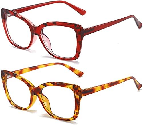 Риви 2 Пакет Кејти Жени Сина Светлина Блокирање Очила За Читање Дами Стилски Компјутерски Очила