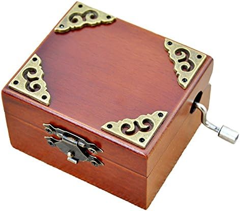 Fnly 18 белешка Античка чипка со рака дрвена музичка кутија со движење со сребро, кутија за музички подароци, моето срце ќе оди
