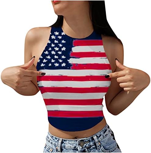 Организации на резервоарот за жени за жени Американски американски знамиња исечени кошули летни основни резервоари без ракави за облека за