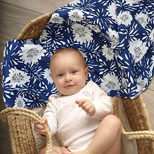 Muslin Swaddle Baby Baby кое прима ќебе за девојче меко дишено ќебе со големи 47 x 47 инчи цветни сини