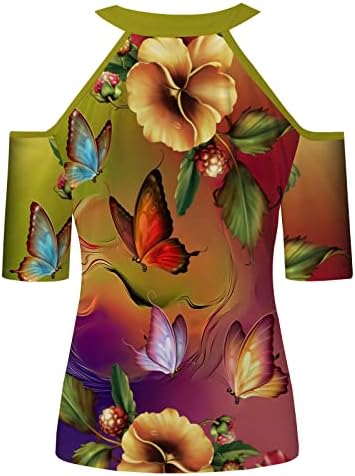 Летна есен врвна маица за тинејџерски девојки краток ракав од рамото памучен графички салон за халтер кошула 8yy
