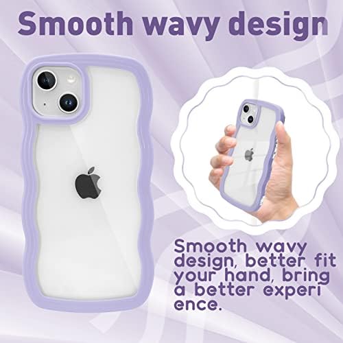 Најадиј Каваи Случај за iPhone 14 2022 6,1 Инчи, Симпатичен 3d Дизајн На Браник Со Големи Бранови, Мека Јасна Заштита Од Удари Во Грбот