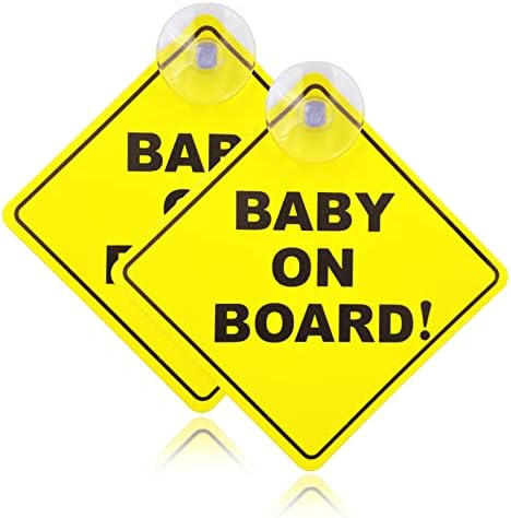 2 ПАРЧИЊА Бебе На Налепница За Знаци На Автомобил, Бебе На Автомобил На Знаци За Предупредување Со Вшмукување Чаши, Водоотпорна Предупредувачка