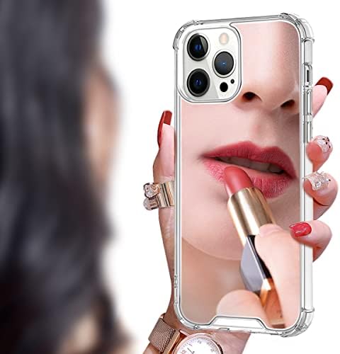 Cavdycidy за iPhone 14 Pro Max Mirror Case за жени, телефон со акрилно огледало, што може да се користи за шминка на отворено за девојка која