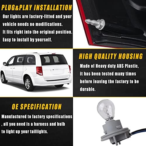 Boine Right Sideger Side Tail Light Компатибилна со 2011-2020 Доџ Гранд Караван LED задна светлина - Вклучена е сијалица