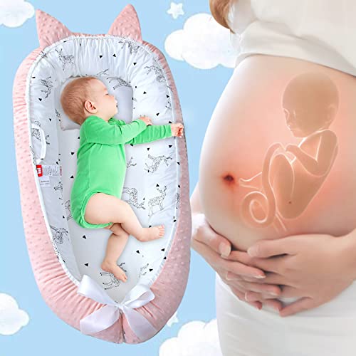 Бебешка Лежалка за бебе 0-12м Бебешко Гнездо Заедничко Спиење, Мек Памук Што Дише Прилагодлив Душек За Новороденчиња Пренослив Под За Бебиња