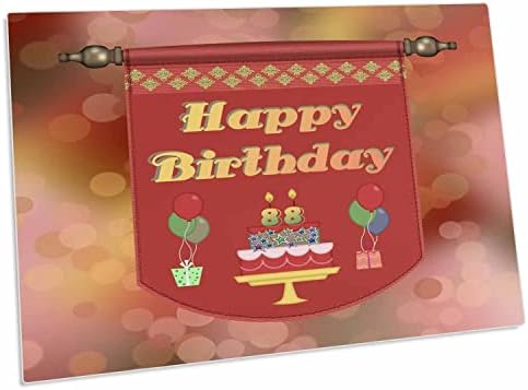 3drose Среќен 88-ми Роденден Банер, Торта Со Подароци и Балони-Биро Рампа Место Душеци