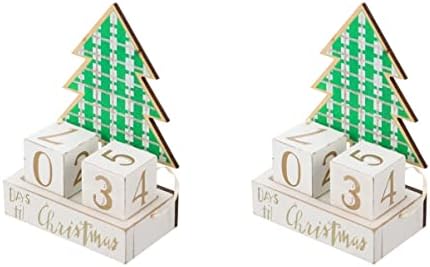 Тојвиски Декор За Биро Дрвен Блок Доаѓање 2 пакет Божиќен Календар За Одбројување Декоративен Календар За Доаѓање На Работната Површина