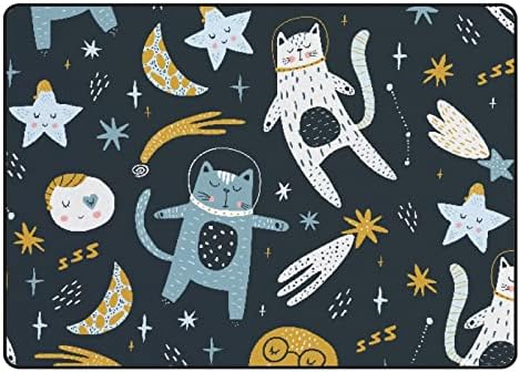 Xollar 72 x 48 во големи детски области килими мачки астронаути во вселената мека расадник бебе плејматски килим за детска соба за