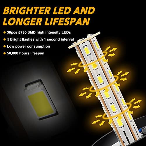 ONERAY [Надградба] 30 LED Strobe Светло Со Продолжен Кабел, 10-110V Килибар Предупредување За Итни Случаи Трепка Безбедност Strobe Светилник