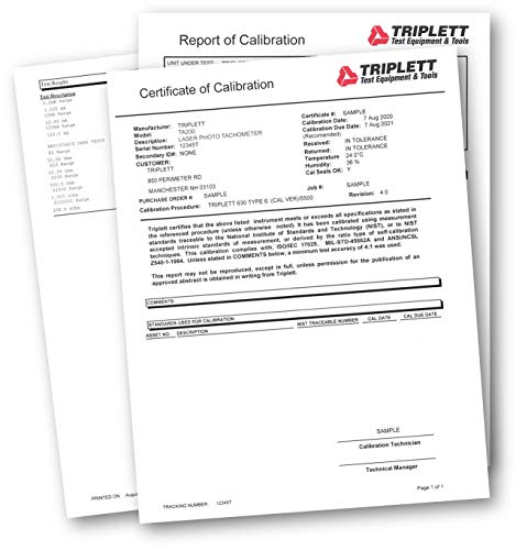 Triplett TA200 контакт и не-контакт ласерски фото-тахометар со сертификат за калибрација до NIST