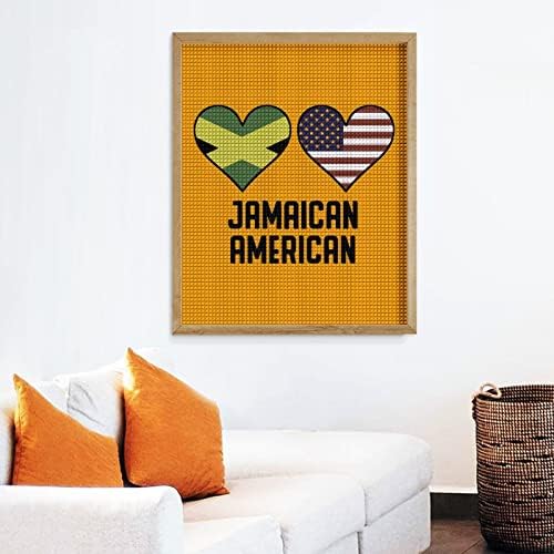 Јамајканско Американско Срце Знамиња Декоративни Комплети За Сликање Дијаманти Смешни 5д Самостојни Слики Со Дијамантски Точки Домашен Декор