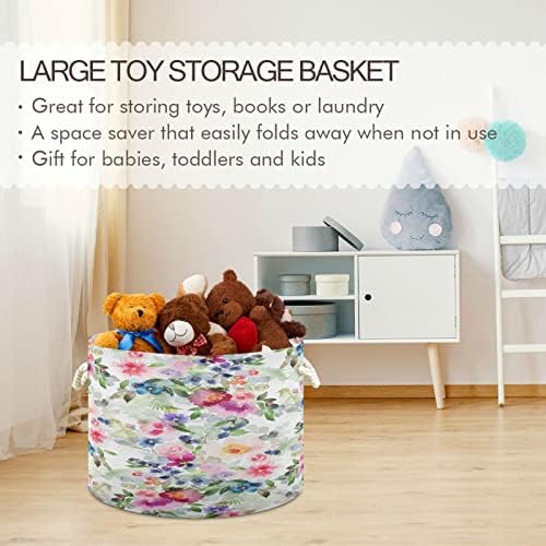 Кигаи памучен јаже корпа за акварел цвеќиња Голема корпа за складирање за играчки ќебе за перење бебе за расадник, плакарот, спалната соба,