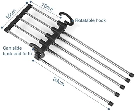 FSYSM Мулти-функција 5 во 1 панталони закачалка од не'рѓосувачки челик прилагодлива панталона вратоврска за складирање на решетки Организатор
