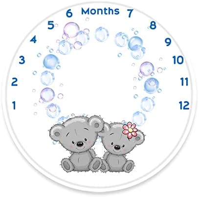 Qicaiyun Bear Baby Milestone Vickete Girl, Circular Baby месечно ќебе, ќебе за бебиња за раст 48'''x48 '' yunbtzt065