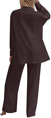 MTSDJSKF PANT костум жени фустани плус големина жени дами 2 парчиња ретро плус големина памук и кошула костум со висока половината на