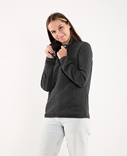 Женски долги ракави ватирани шема за џемпери за џемпери на кошули со врвови на врвови на кошули