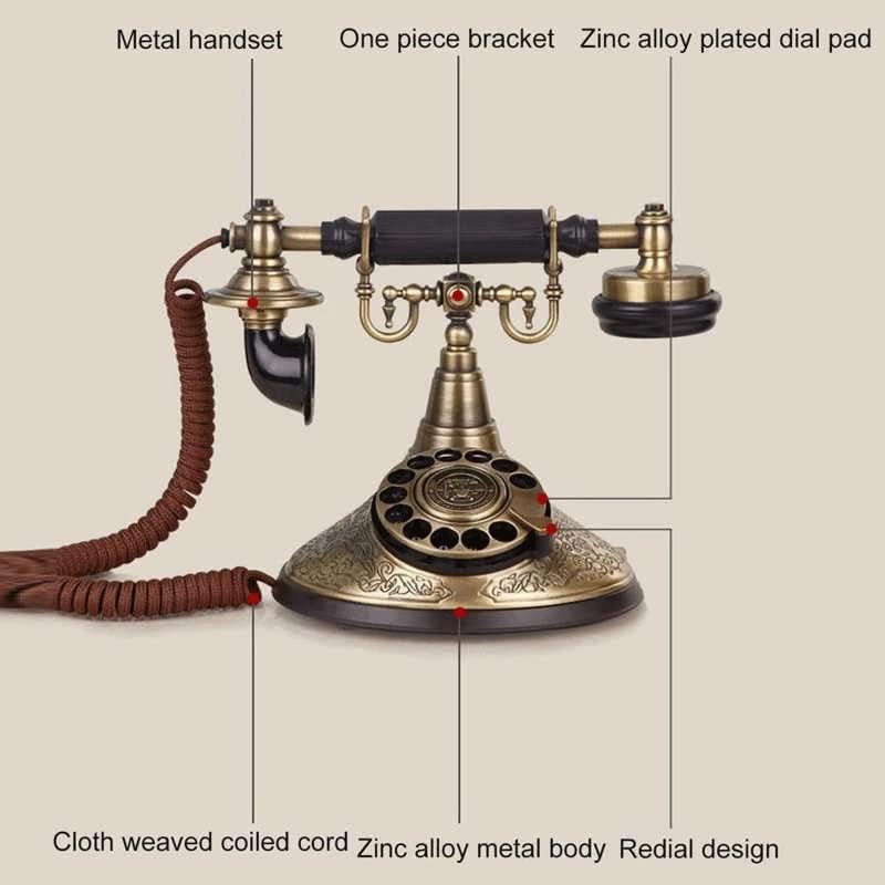 Zjhyxyh гроздобер телефон за ротирање на ротирање на старомоден телефон со прилагодување на волуменот на ринг -тонот за слушалки за студиска