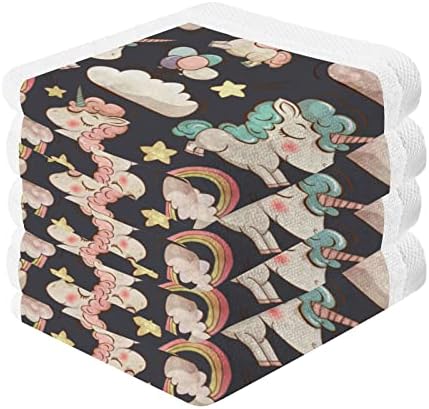 Goodold Unicorns и Rainbow Baby Washcloths Prine Set 4 пакет, високо апсорбирачки и меки крпи за миење на памук - 12 x 12 инчи крпи за рака