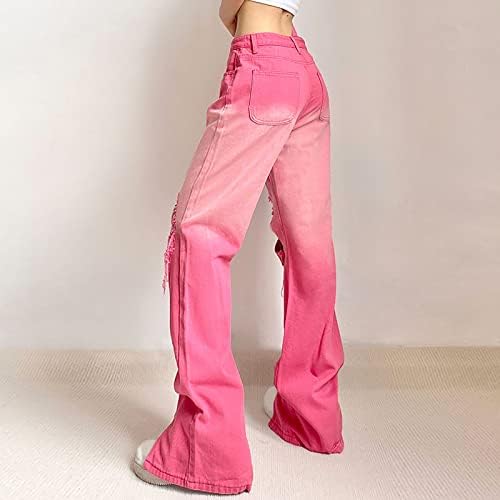 Прекрасни фармерки за медицински сестри за тинејџери трендовски баги, женски високи половини од тексас фармерки обични буги панталони