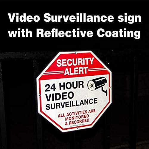 Знак за надзор на видео со 2 пакети, 10 x 10 бесплатни 'рѓа .040 Алуминиумска безбедност ПРЕДУПРЕДУВАЕ рефлексивни метални