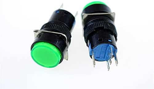 DFAMIN 2 PCS AC 220V Зелена светлина Моментен SPDT тркалезно копче за копче AC 250V 5A