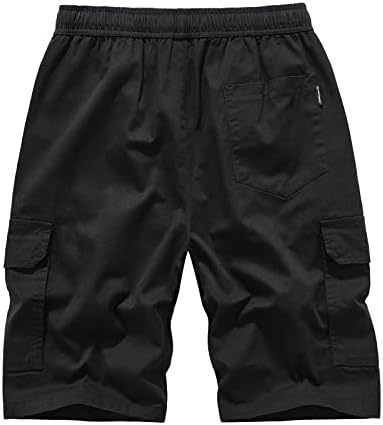 4ZHUZI MENS CARGO SHORTS Мулти џебови Обични памучни шорцеви тренингот што работи кратки лесни салата за теретани со еластична половината