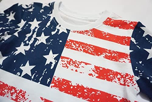 Mrocioa USA Американско знаме 4-ти јули кошула за момчиња девојчиња starsвезди ленти патриотска маица