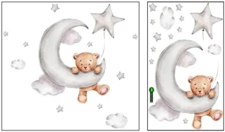 SDZXC Месечина Месечка мечка starвезда цртани wallидни налепници за wallидови спални деца соба во позадина wallидови за украсување налепници