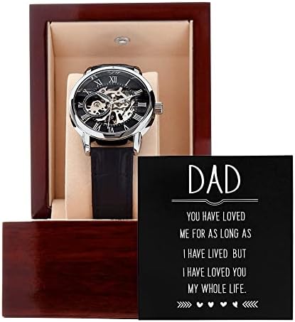 Ажур часовник со картичка За Пораки-на Тато, подарок За Денот На Таткото, Подарок За Мажи, Машки Ажурен Часовник Со Кутија