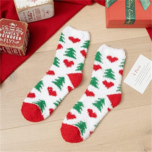 Колено Високи Чорапи За Жени Шарени Меки &засилувач; Еластични Пријатни Чорапи Божиќно Печатење Елка Термални Чорапи За Жени